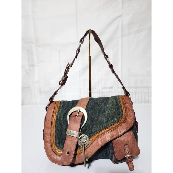 Authentic Christian Dior Vintage Denim Gaucho Saddle Bag - Picture 1 of 16